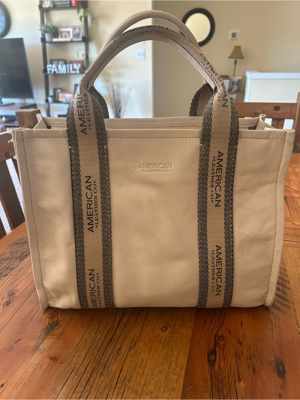 American Leather Co. Leather Tote w Branded Webbing Handles & Crossbody Strap